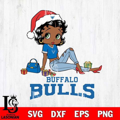 Buffalo Bulls Betty Boop Christmas Packing File Cut, NCAA SVG DXF EPS PNG PDF File, Digital Download , Criucut , Silhouette