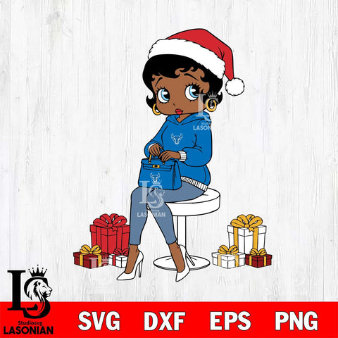 Buffalo Bulls Betty Boop Sit Christmas File Cut, NCAA SVG DXF EPS PNG PDF File, Digital Download , Criucut , Silhouette