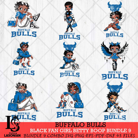 Buffalo Bulls Black Fan Girl Betty Boop Bundle 9, Svg Eps Dxf Png File, Digital Download
