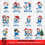 Buffalo Bulls Bluey Christmas NCAA Bundle 12 Cricut File Cut Files , Bluey Cricut , Christmas Svg , Bluey svg , Digital Download, dxf eps png pdf file