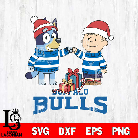 Buffalo Bulls Bluey With Charlie Brown Christmas File Cut, NCAA SVG DXF EPS PNG FILE, Digital Download,Instant Download, Silhouette