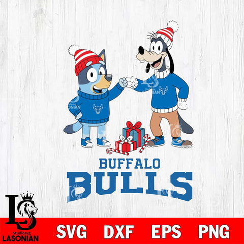 Buffalo Bulls Bluey With Goofy Christmas File Cut, NCAA SVG DXF EPS PNG FILE, Digital Download,Instant Download, Silhouette