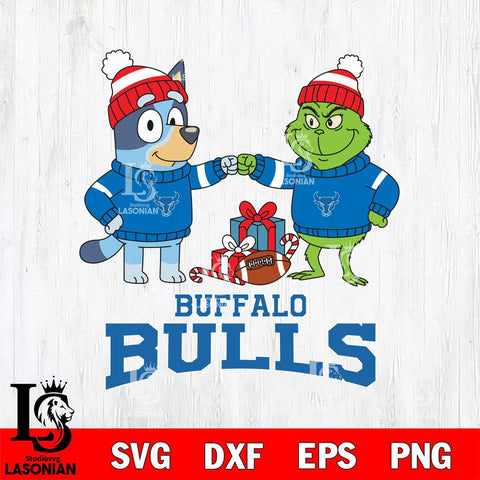 Buffalo Bulls Bluey With Grinch Christmas File Cut, NCAA SVG DXF EPS PNG FILE, Digital Download,Instant Download, Silhouette