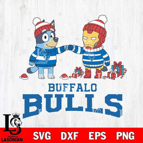 Buffalo Bulls Bluey With Iron man Christmas File Cut, NCAA SVG DXF EPS PNG FILE, Digital Download,Instant Download, Silhouette