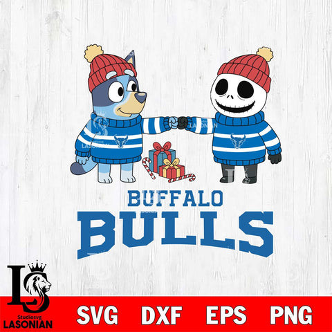 Buffalo Bulls Bluey With Jack Skellington Christmas File Cut, NCAA SVG DXF EPS PNG FILE, Digital Download,Instant Download, Silhouette