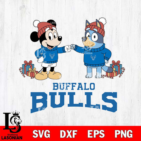 Buffalo Bulls Bluey With Mickey Christmas File Cut, NCAA SVG DXF EPS PNG FILE, Digital Download,Instant Download, Silhouette