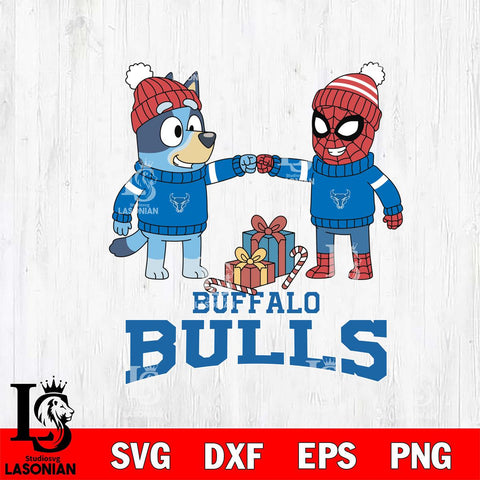 Buffalo Bulls Bluey With Spider man Christmas File Cut, NCAA SVG DXF EPS PNG FILE, Digital Download,Instant Download, Silhouette