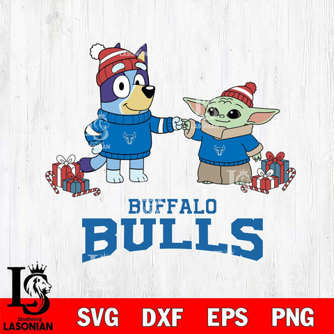 Buffalo Bulls Bluey With Yoda Christmas File Cut, NCAA SVG DXF EPS PNG FILE, Digital Download,Instant Download, Silhouette