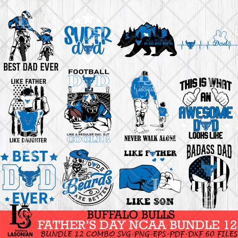 Buffalo Bulls Fathers Day NCAA Bundle 12 Svg Eps Dxf Png File, Digital Download, Instant Download