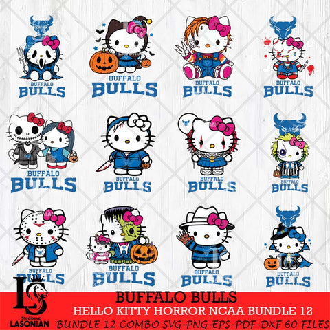 Buffalo Bulls Hello Kitty Horror NCAA Bundle 12 SVG Svg Eps Dxf Png File, Digital Download