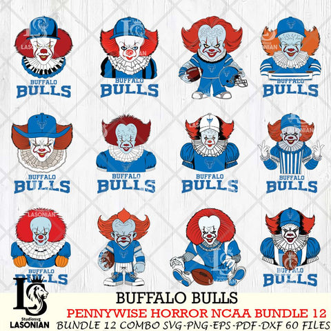 Buffalo Bulls  Pennywise Horror NCAA Bundle 12 SVG Svg Eps Dxf Png File, Digital Download