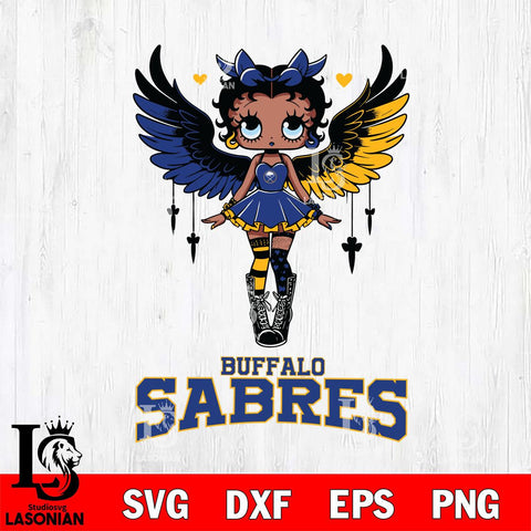 Buffalo Sabres Anglel Black Fan Girl Betty Boop, Svg Eps Dxf Png File, Digital Download