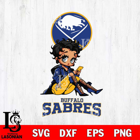 Buffalo Sabres Style Black Fan Girl Betty Boop, Svg Eps Dxf Png File, Digital Download
