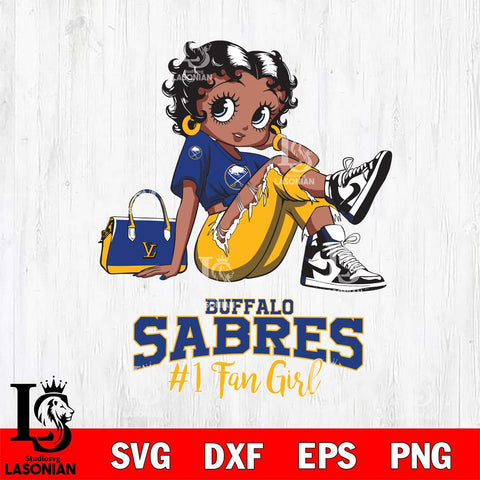 Buffalo Sabres #1 Black Fan Girl Betty Boop, Svg Eps Dxf Png File, Digital Download