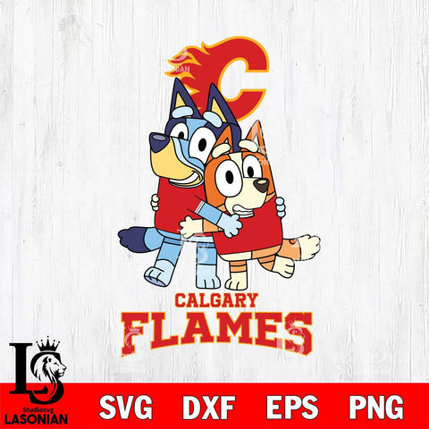 Calgary Flames Bluey & Bingo 12 Svg Eps Dxf Png File, NHL svg, Digital Download, Instant Download