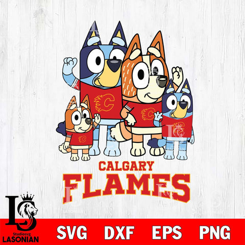 Calgary Flames Bluey & Bingo 14 Svg Eps Dxf Png File, NHL svg, Digital Download, Instant Download