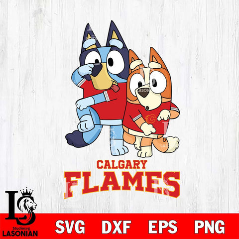 Calgary Flames Bluey & Bingo 18 Svg Eps Dxf Png File, NHL svg, Digital Download, Instant Download