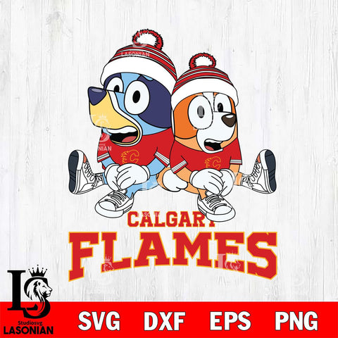 Calgary Flames Bluey & Bingo 8 Svg Eps Dxf Png File, NHL svg, Digital Download, Instant Download