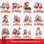 Calgary Flames Bluey & Bingo NHL Bundle 12 SVG Svg Eps Dxf Png File, Bundle NHL svg, Digital Download, Instant Download