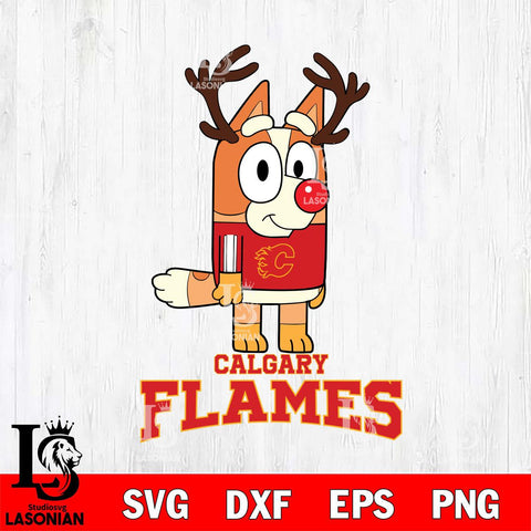 Calgary Flames Bluey Chilli Christmas Deer Svg Eps Dxf Png File, Digital Download