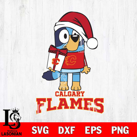 Calgary Flames Bluey Christmas Svg Eps Dxf Png File, Digital Download