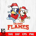Calgary Flames Bluey Christmas Holiday Svg Eps Dxf Png File, Digital Download