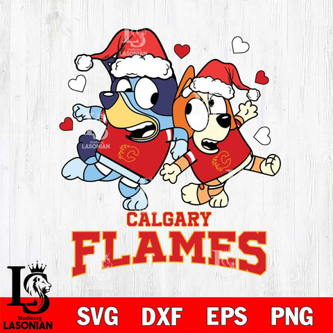 Calgary Flames Bluey Christmas NFL Svg Eps Dxf Png File, Digital Download