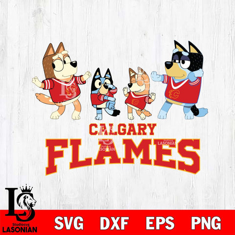 Calgary Flames Bluey Dance Squats Svg Eps Dxf Png File, Digital Download, Instant Download