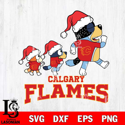 Calgary Flames Bluey Family Christmas Svg Eps Dxf Png File, Digital Download