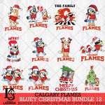 Calgary Flames Bluey Happy Christmas Bundle 12 Svg Eps Dxf Png File, Digital Download