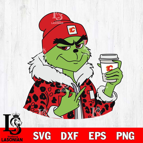 Calgary Flames Boujee Grinch 7 Svg Eps Dxf Png File, Digital Download, Instant Download