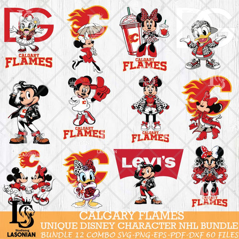 Calgary Flames Disney character NHL Bundle 12 Svg Eps Dxf Png File, Digital Download, Instant Download