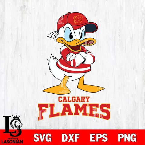 Calgary Flames Donald Duck NHL Hockey SVG DXF EPS PNG FILE,NHL File Cut,Disney Digital Download,Instant Download, Silhouette