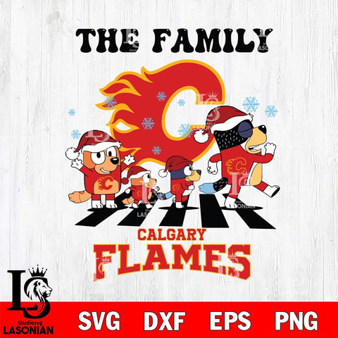 Calgary Flames Family Bluey Christmas Svg Eps Dxf Png File, Digital Download