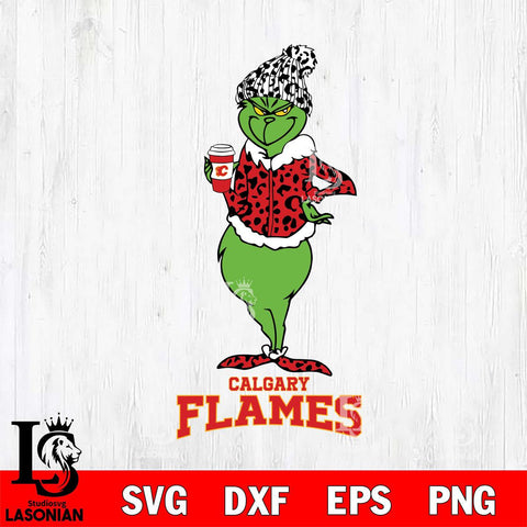 Calgary Flames Grinch Leopard Coffee Svg Eps Dxf Png File, Digital Download, Instant Download