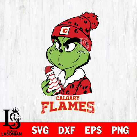 Calgary Flames Grinch Tree Cake Svg Eps Dxf Png File, Digital Download, Instant Download