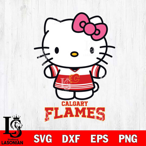Calgary Flames Hello Kitty NHL Hockey SVG DXF EPS PNG FILE,NHL File Cut,Disney Digital Download,Instant Download, Silhouette