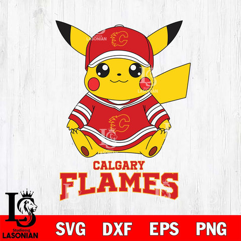 Calgary Flames Pikachu NHL Hockey SVG DXF EPS PNG FILE,NHL File Cut,Disney Digital Download,Instant Download, Silhouette