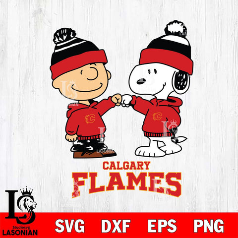 Calgary Flames Snoopy and Charlie Brown Hockey Sport Svg Eps Dxf Png File, Digital Download , Instant Download, Svg Files