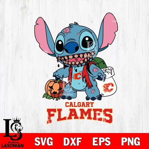 Calgary Flames Stitch Zombie Svg Eps Dxf Png File, NHL svg, Digital Download, Instant Download