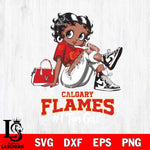 Calgary Flames #1 Black Fan Girl Betty Boop, Svg Eps Dxf Png File, Digital Download