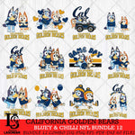 California Golden Bears Bluey & Bingo Bundle 12 SVG Svg Eps Dxf Png File, Bundle NCAA svg, Digital Download, Instant Download
