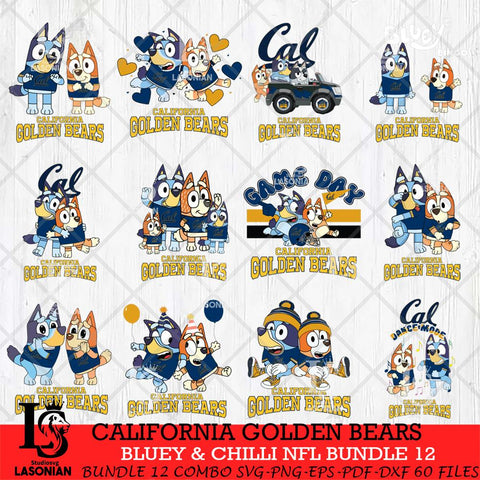 California Golden Bears Bluey & Bingo Bundle 12 SVG Svg Eps Dxf Png File, Bundle NCAA svg, Digital Download, Instant Download
