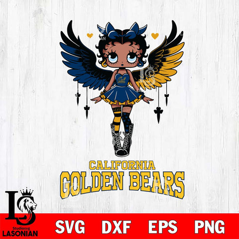 California Golden Bears Anglel Black Fan Girl Betty Boop, Svg Eps Dxf Png File, Digital Download