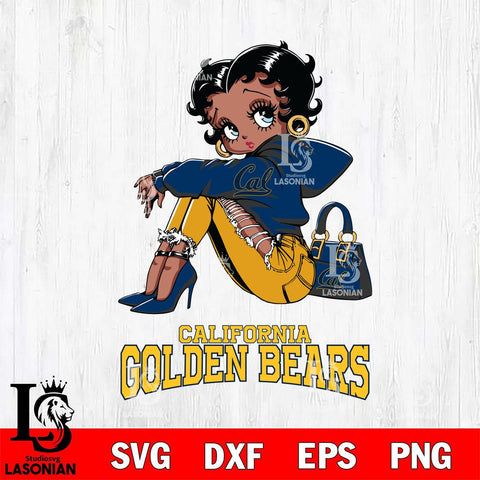 California Golden Bears Betty Boop Black Fan Girl Svg Eps Dxf Png File, Digital Download, Instant Download