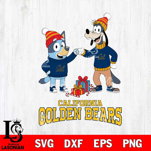 California Golden Bears Bluey With Goofy Christmas File Cut, NCAA SVG DXF EPS PNG FILE, Digital Download,Instant Download, Silhouette
