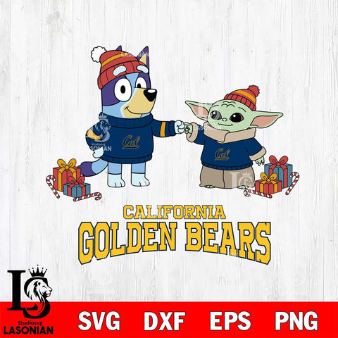 California Golden Bears Bluey With Yoda Christmas File Cut, NCAA SVG DXF EPS PNG FILE, Digital Download,Instant Download, Silhouette