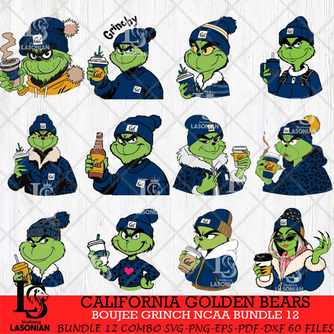 California Golden Bears Boujee Grinch NCAA Bundle 12 SVG Eps Dxf Png File, Digital Download, Instant Download