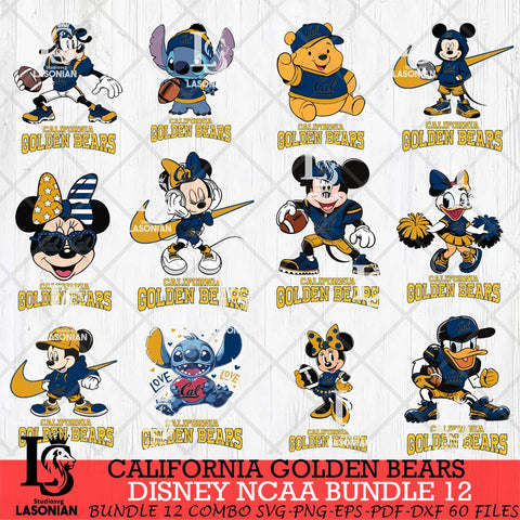 California Golden Bears Disney NCAA Bundle Svg PNG 12 Svg Eps Dxf Png File, Digital Download