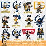 California Golden Bears Disney character NCAA Bundle 12 Svg Eps Dxf Png File, Digital Download, Instant Download